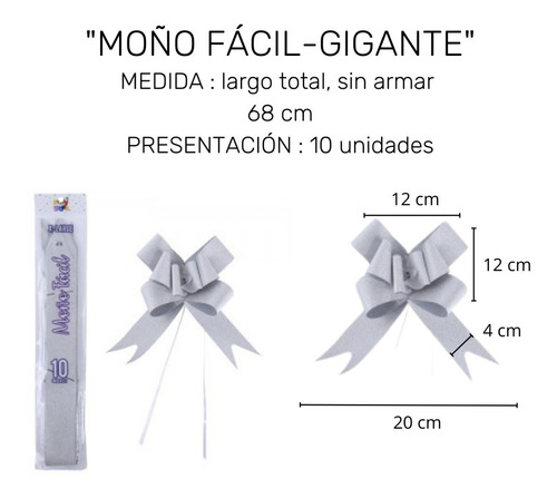 Imagen 2 de 10 de Moño Fácil Gigante X 10 Unidades Regalo Adornos Glitter