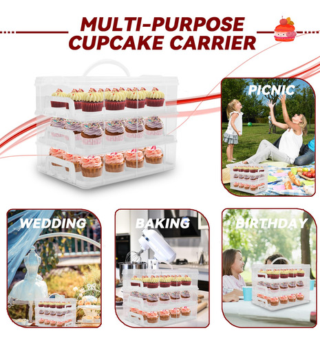 Portador De Cupcakes 3 Niveles 36 Cupcakes Blanco Básico