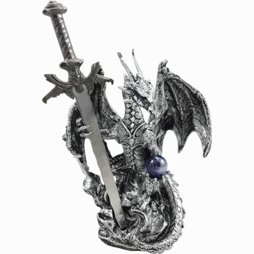 Kit 4 Dragones Con Espada De Acero Inox Dragón Medieval