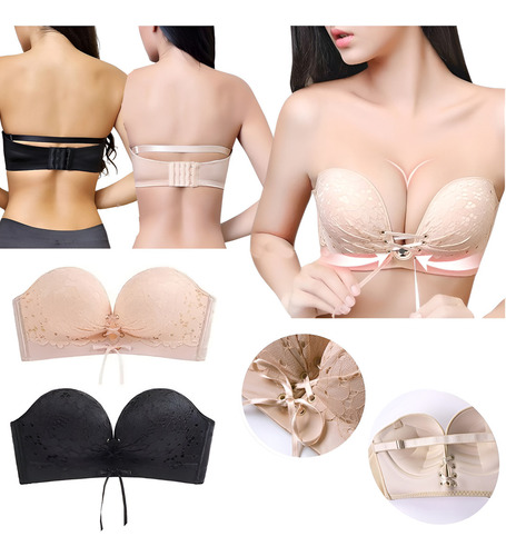 ` Brasier Push Up Strapless Invisible Bra 2piezas