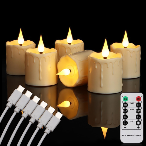 Freepower Velas Votivas Led Recargables Sin Llama Con Contro