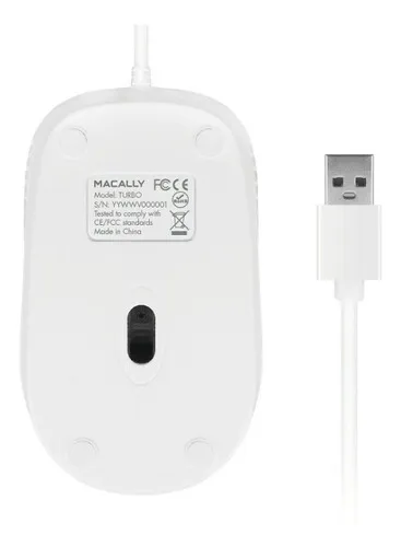 Mouse Macally Usb Con Cable Con 3 Botones Blanco Turbo