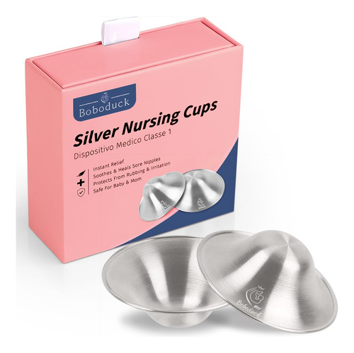 Boboduck The Original Silver Nursing Cups  Protectores D.