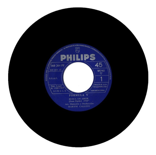 Formula V Busca Un Amor 1969 Vinilo Simple 45 Beatg Español (Usado)