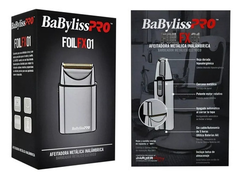 Afeitadora Babyliss Pro Foil Fx01 Metálica Inalámbrica Color Plateado