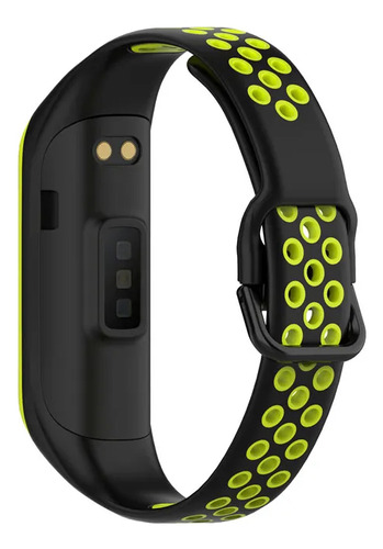 123Smart 123-Silfit2 pulseira de silicone esportiva cor preto verde limão compativel com Samsung Galaxy Fit2 R220 Sm-r220 Largura 16 Mm
