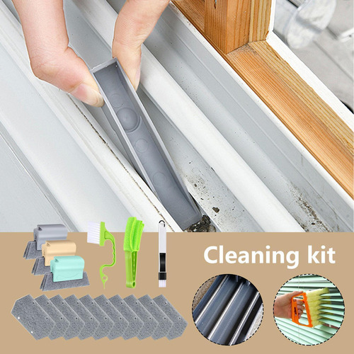 Kit De Limpieza De Rieles De Ventanas Herramienta De Cepillo