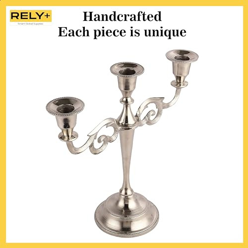 Candelabro De 3 Brazos De 25cm De Alto Plateado