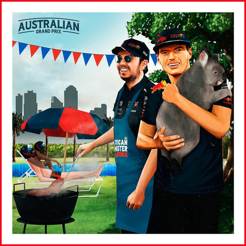 Poster Red Bull F1 Grand Prix Australian Gp Checo - 60x60cm