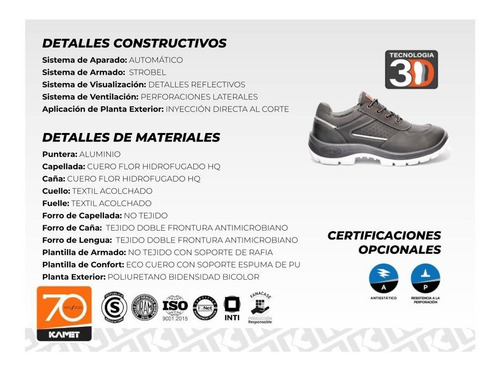 Calzado De Seguridad Kamet Zapato Dager Air 3d P. Aluminio