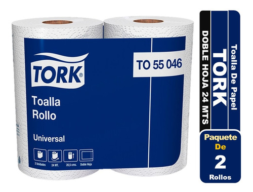 Toalla Rollo De Papel Tork Doble Hoja 2 Rollos