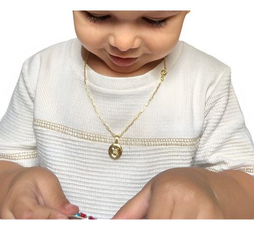 Colar Infantil Linha Baby Para Menino E Menina Com Pingente Cor Anjo Da Guarda