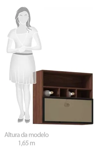 Mueble Gabinete Aéreo 80 Con Puerta Basculante Con Vidrio
