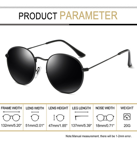 Lentes De Sol Mujer Uv Polarizados Retros De Moda Redondos