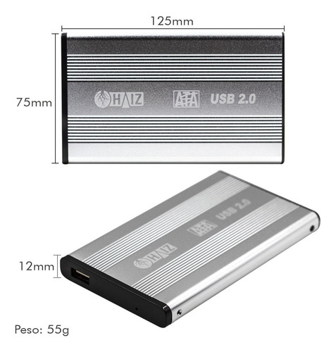 Case Hd Externo 2.5 Usb 2.0 - Prata - Hz-313