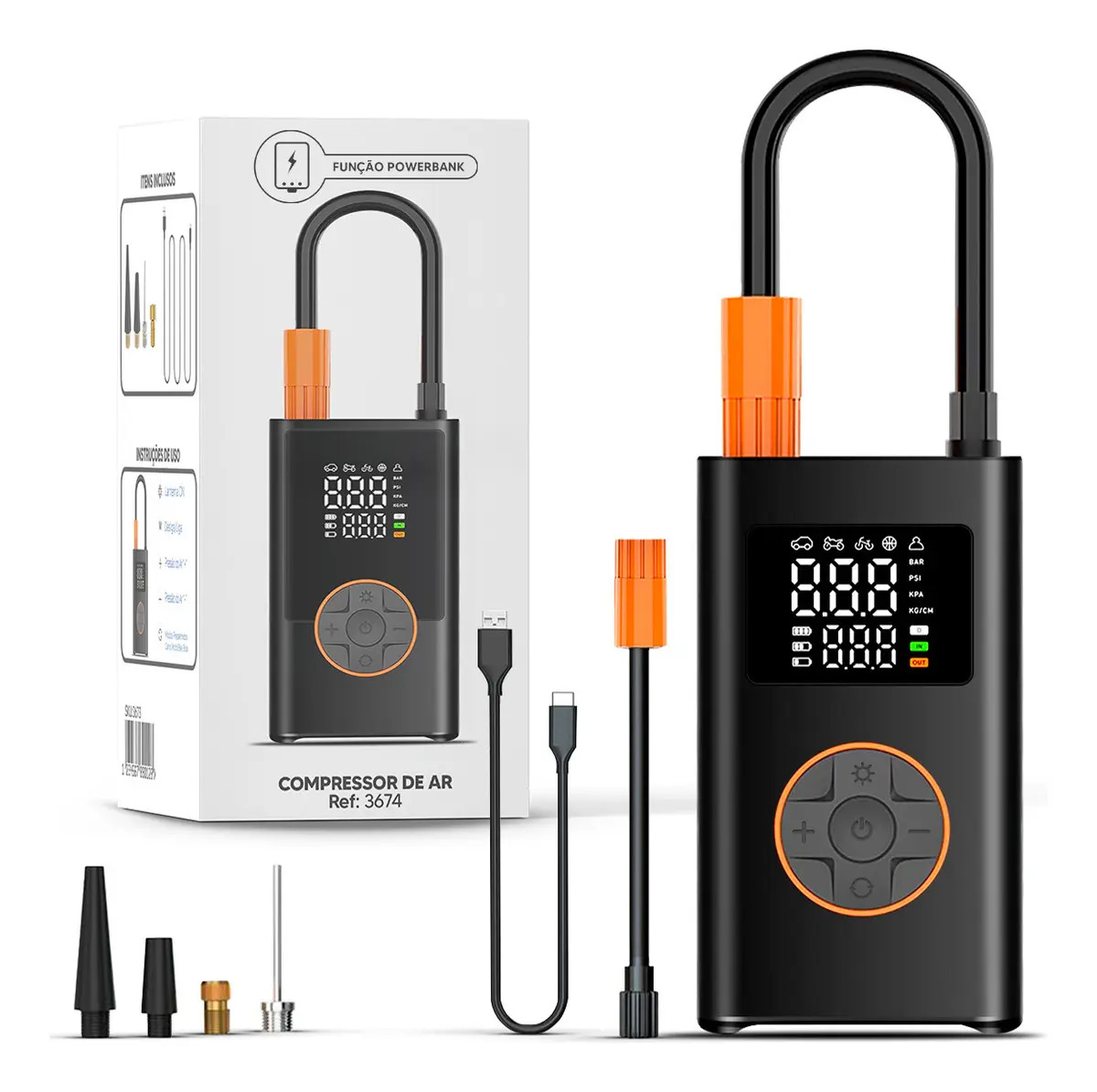 Compressor Calibrador Bomba De Ar Portátil Digital Encher Pneu Carro Moto Bike Bicicleta Bola Piscina Inflável 150psi