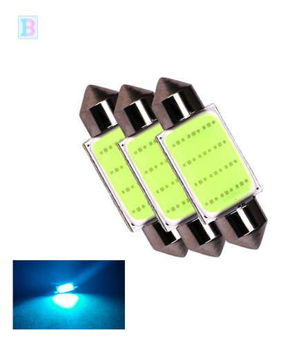 Kit Led Lâmpadas Torpedo Teto Placa  Cob Azul Cristal 39mm