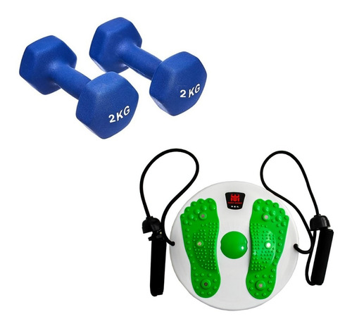 Kit Fitness Disco Entrenamiento + 2 Mancuernas 2kg Ejercicio