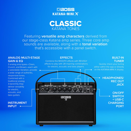 Amplificador De Guitarra Boss Katana-mini X 10w Portátil