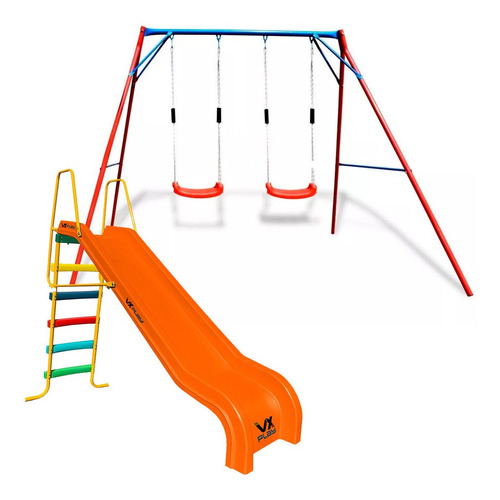 - Tobogan 5 Escalones Pvc Infantil + Portico Hamacas Vxplay