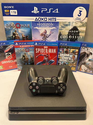 Sony Playstation 4 Slim 1tb Ps4 Megapack 2 Jogos + Controle Preto (Usado)