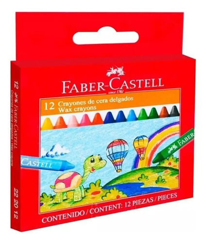 Crayones De Cera Delgados X12 Colores Faber Castell