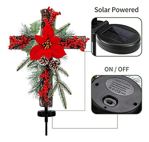 De Luzes Solares De Natal Em Forma De Cruz Para