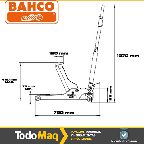 Imagen 7 de 9 de Crique Hidraulico Carro Extra Bajo Doble Piston 2t Bahco