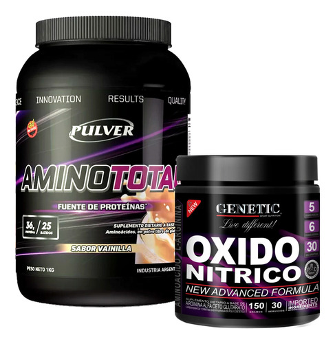 Amino Total Pulver + Arginina Oxido Nitrico Recuperación Rápido Recupero Y Crecimiento De La Masa Muscular Magra