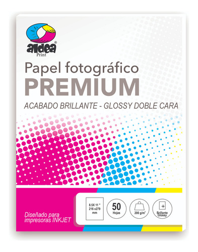 1 Pack Papel Fotográfico Glossy Doble Cara Carta 200gr 50 Pz Color Blanco