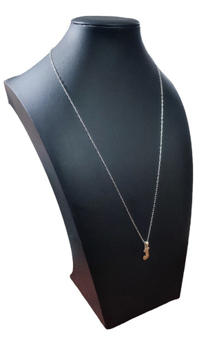 Imagen 3 de 3 de Cadena Collar Hombre Letra Inicial J Plata Ley 925 + Caja Re