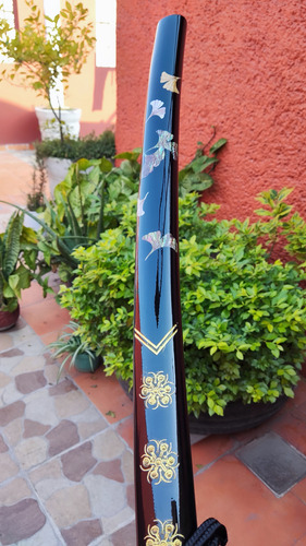 Katana Ginko Acero T10 Midare Hamon Funcional 100% Negro