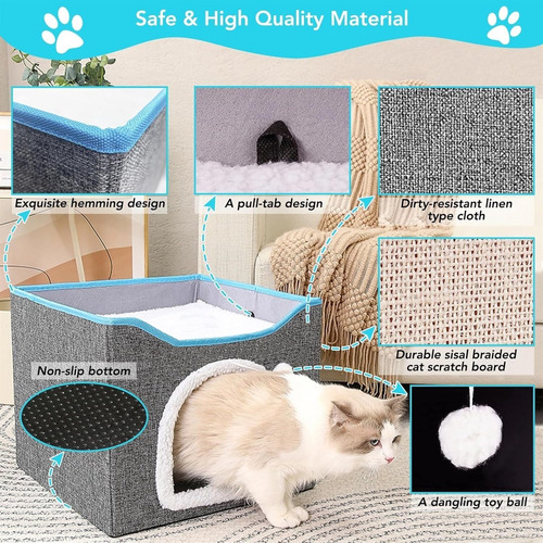 Cama Para Gatos,casa Plegable Para Gatos Con Terraza