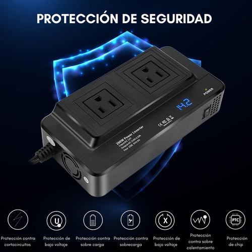 Inversor De Corriente Para Auto Coche 200w Dc 12v A 220v