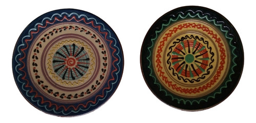 2 Platos Decorativos Ceramica Pintados A Mano Origen España