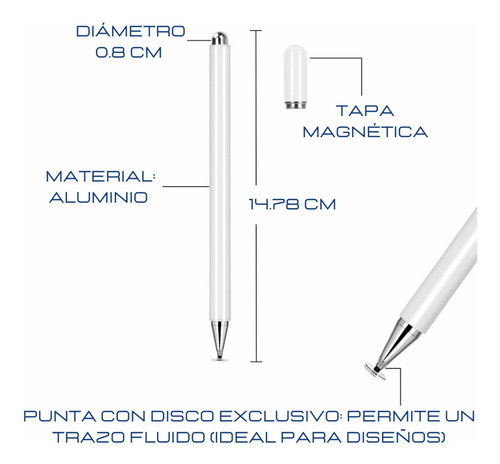 Imagen 2 de 8 de Lápiz Óptico Capacitivo Para Pantalla Táctil Dibujo, Diseño