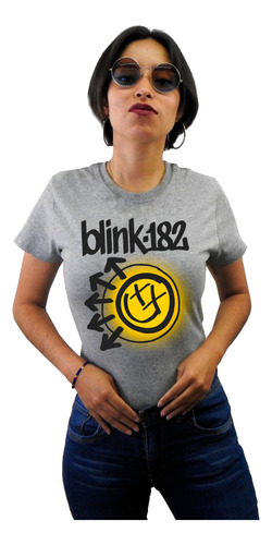 Blink 182 Playera Gris Rockera Banda Pop Rock Ropa Moderna