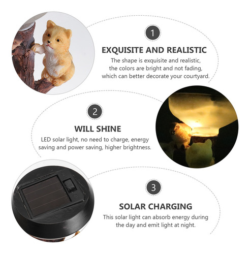 Imagen 4 de 8 de 1 Pieza De Luz Solar Para Exteriores, Estatua De Gato, Luz S