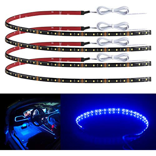 Juego De 4 Luces De Tira Led Azules De 24 Pulgadas Inte...