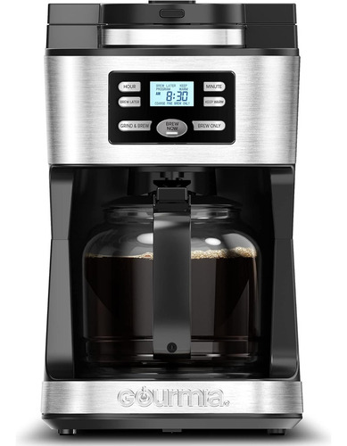 Cafetera Con Molino Integrado Gourmia 12 Tazas Negra Premium