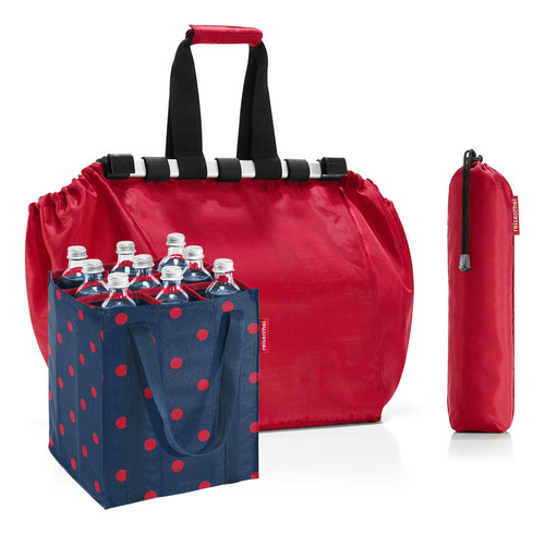 Pack Botellero+bolsa De Compras - Mix Dots Red / Red