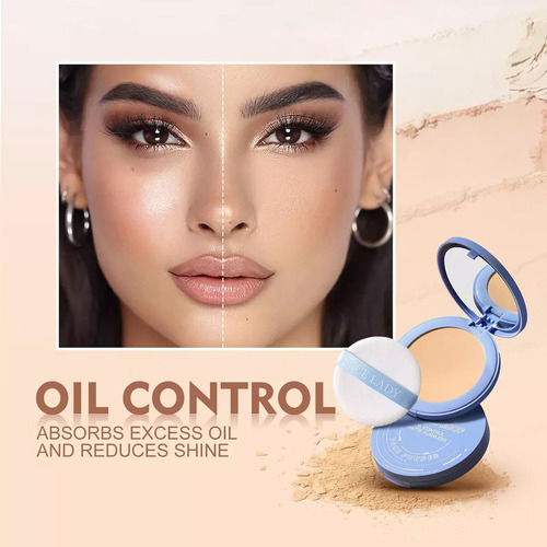 Polvo Facial Setting Oil Control, Polvo Mate, Acabado, 4 Uni