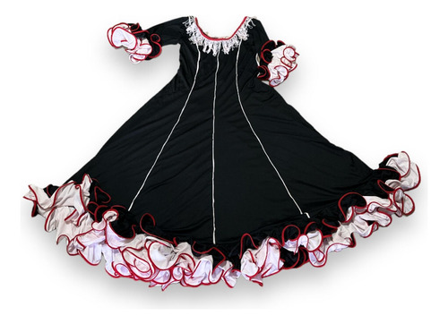 Hermoso Vestido Flamenco Negro Talla M Adulto