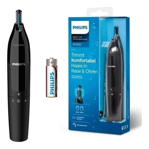 Imagen 5 de 10 de Nose Recortadora Philips Series 1000 NT1650 negra