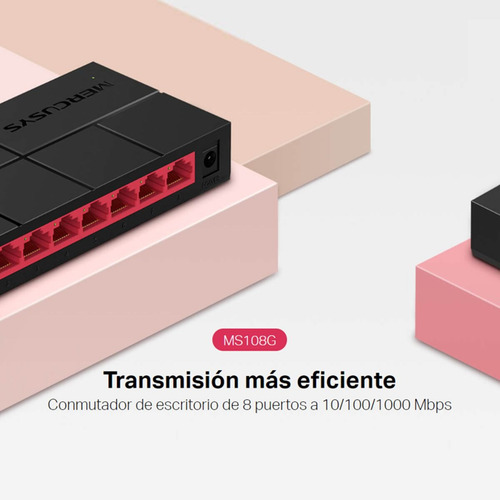 Imagen 2 de 10 de Switch De Escritorio 8 Puertos Gigabit, Mercusys Ms108g