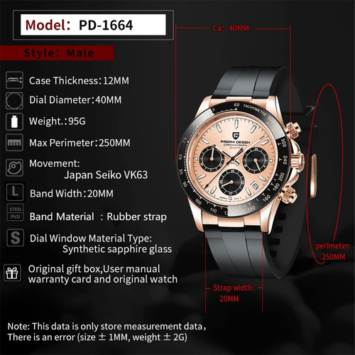 Rollstimi Pagani Design Relógio Masculino Multifuncional Rel
