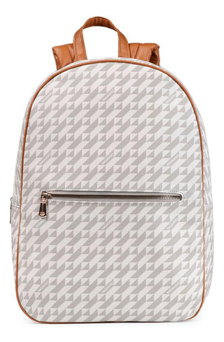 Mochila Feminina Média Monograma Bg Bege