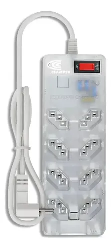 Filtro de Linha Clamper Energia 8 Tomadas Bivolt, com DPS e Proteção LCF Transparente