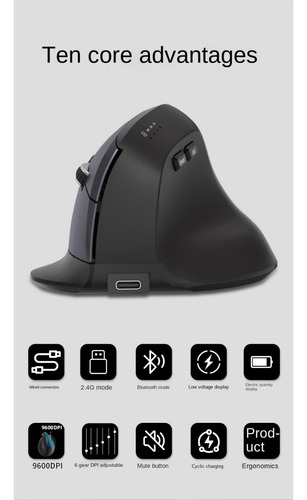 Nuevo Ratón Vertical Ergonómico True Triple Mod 2.4g