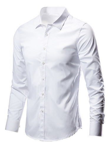 Camisa Social Blanca De Manga Larga Para Hombre De Talla Gra